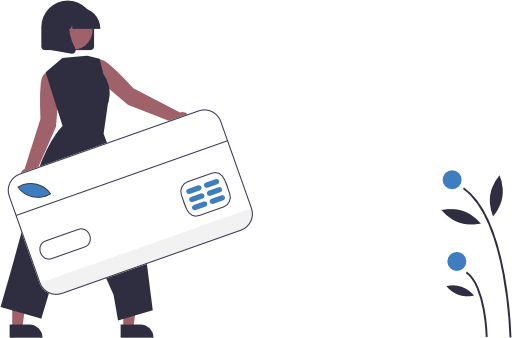 Illustration of a person holding an oversized credit card